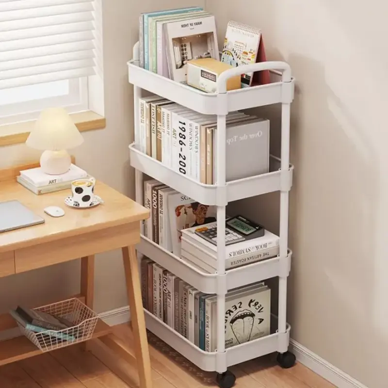 Multi-tier Trolley on Wheels Kitchen Storage Utility Cart with Shelves Rolling Organiser Rack 5