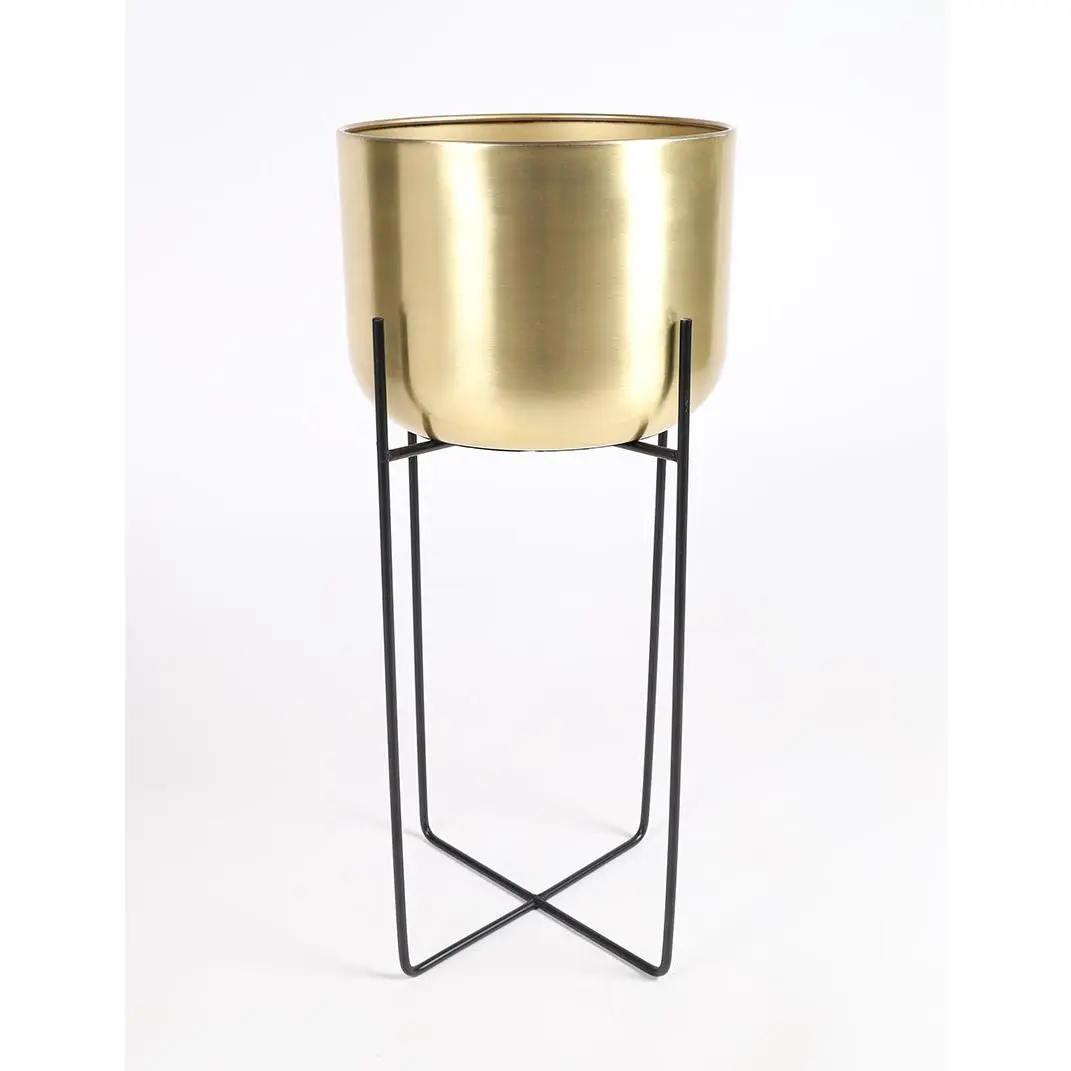 Sleek Handcrafted Gold-toned Aluminium Planter (Large)