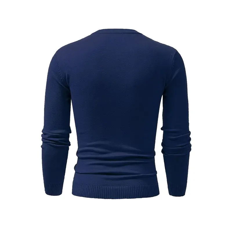 [Autumn Winter Knitted Sweater] Men's Warm Autumn and Winter Round Neck Knitted Sweater with Hood - Plain Color - Cross-border 5
