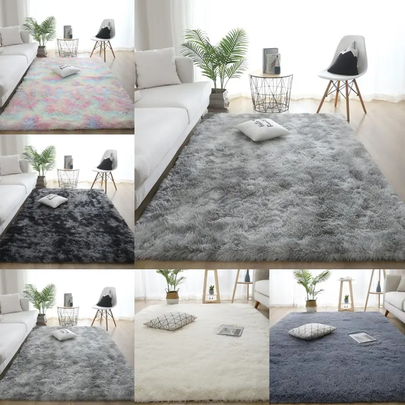 Fluffy  Large Shaggy Rugs for Living Room Bedroom Soft Carpet Floor Mat Indoor Cotton Plaid 6