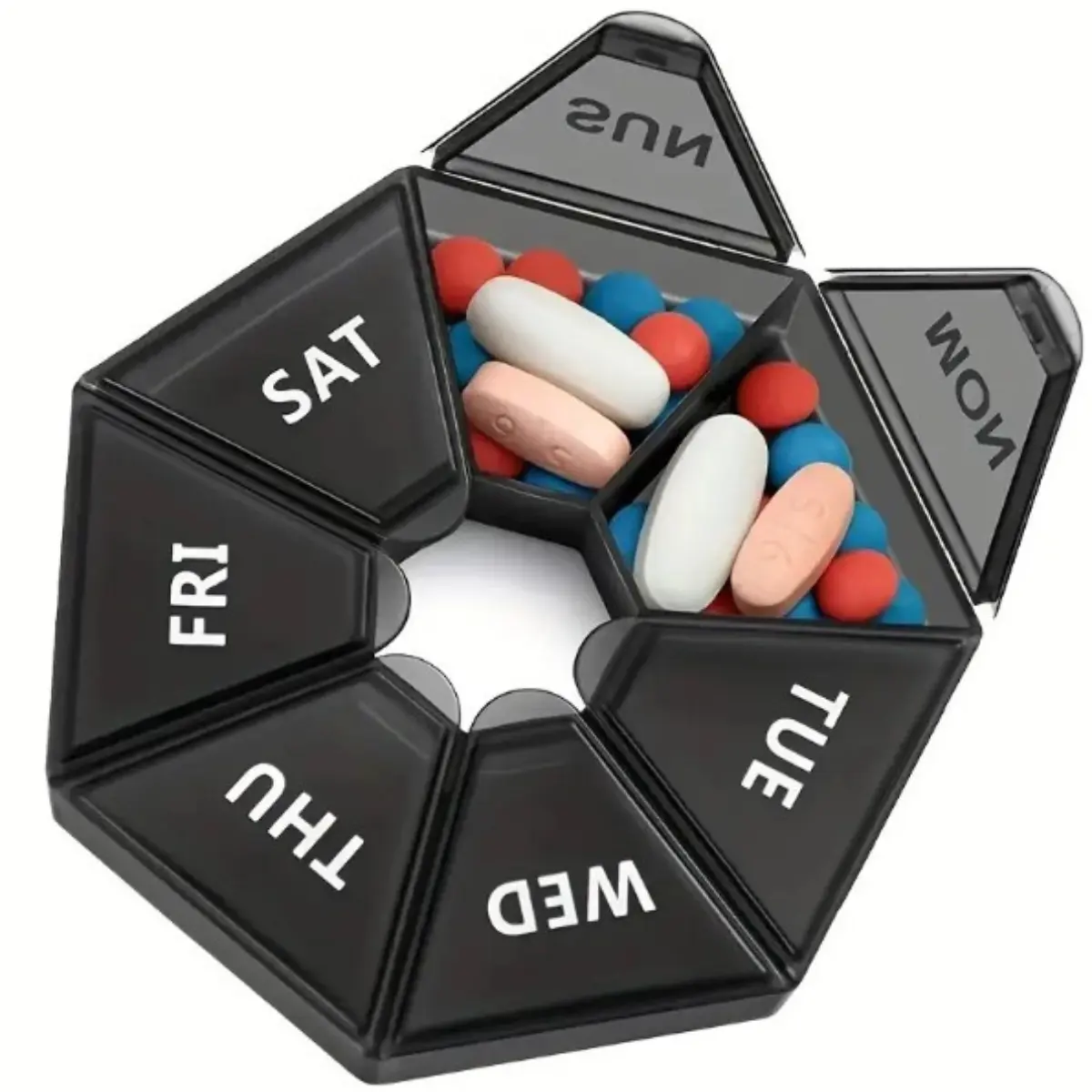 1Pcs Weekly Pill Organizer, Portable Weekly Pill Container, 7 Days Travel Pill Box, Pill Storage Organizer Medicine Aid Healthcare
