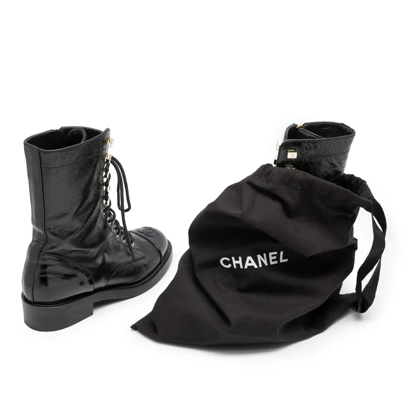 Preowned Chanel Combat Calf leather Black Plain 35.5 IT All Seasons Excellent condition 6