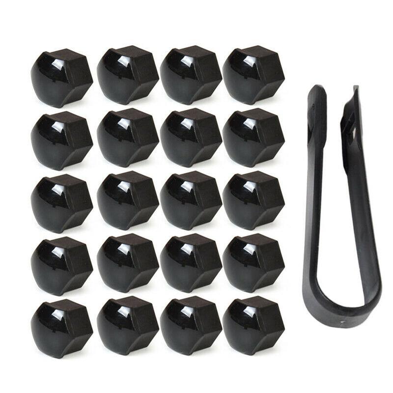 20x 17mm Black Plastic Wheel Nut Bolt Covers Caps Universal For Any Car Locking 2