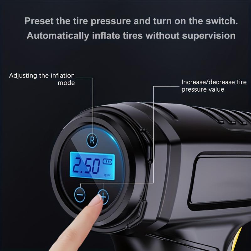 Product Introduction of 120W Portable Car Air Compressor & Tire Inflator - USB Rechargeable, LED Light, Handheld Pump for Easy Inflation 1