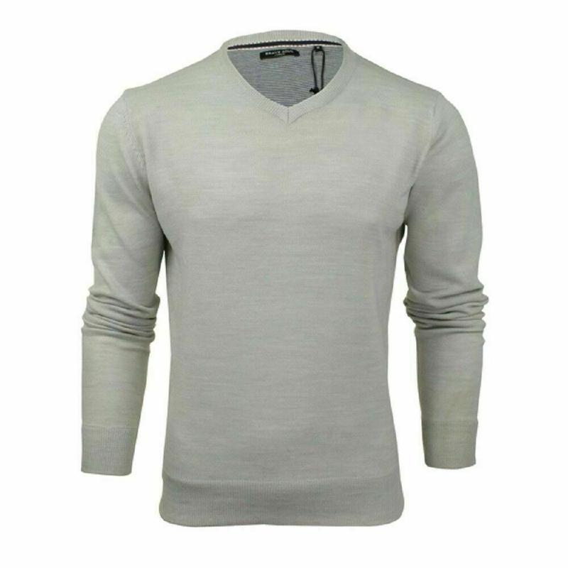Brave Soul Mens  V-Neck Light Knitted  Jumper Sweater Jersey Top 2