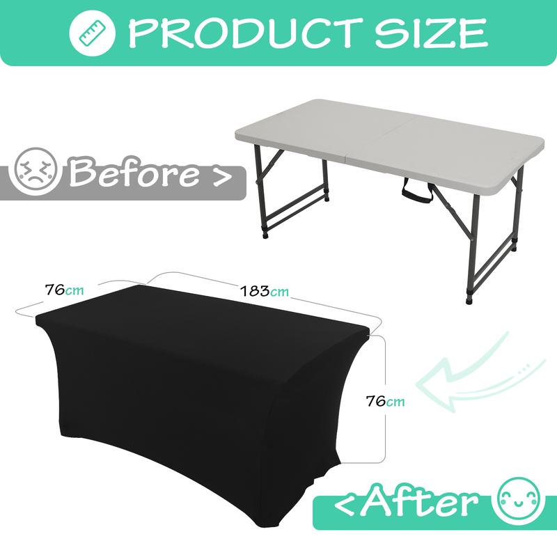 Rainberg 6ft & 4ft Stretchable Tablecloths for Rectangle Tables, Table Cover, Fitted Spandex Rectangular Folding Table Cover, For Wedding, Party, Home decorations 1