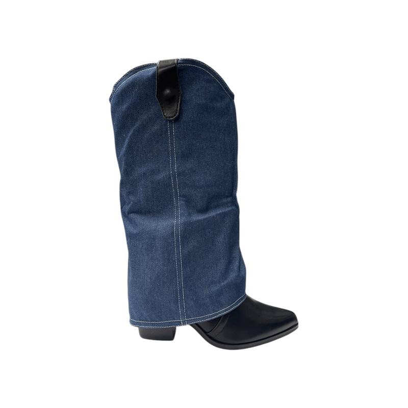 Embroidered 2 In 1 Cowboy Calf Length Boots 6