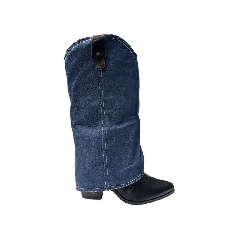 Embroidered 2 In 1 Cowboy Calf Length Boots 6