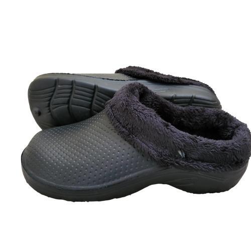 Clogs furry fluffy lined Adults Slip On Shoes for Home Garden Work Nurse Hospital care home Fur Lined Comfortable Mens Women's furry warm feet thick soles black with removable black fur insoles perfect for gardening light weight backdoor cloggis Footwear 3