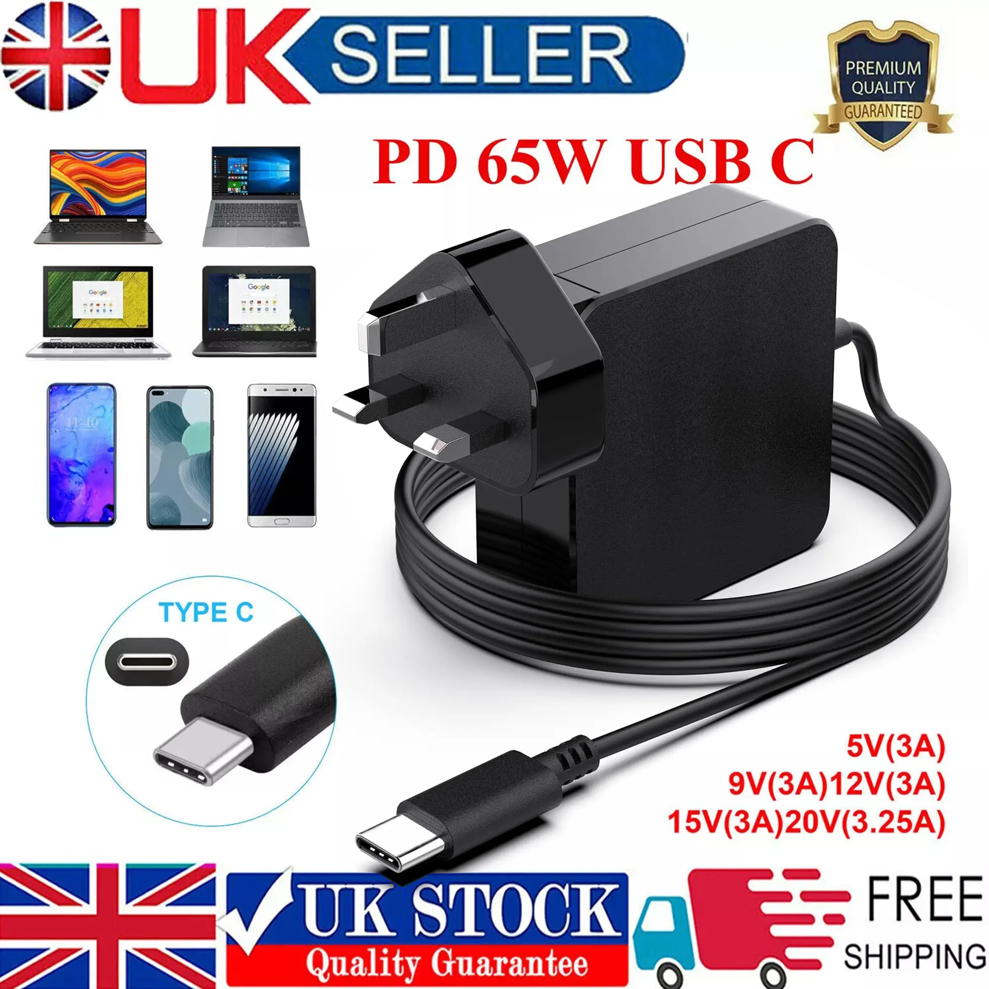 65W USB C Type-C Adapter Charger for DELL,HP,ASUS,Lenovo,Huawei,Acer Laptop