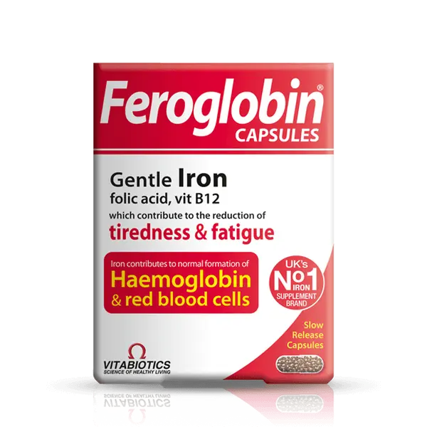 Dietary Supplement Feroglobin Capsules - 30 with Vitamins, Iron & Zinc
