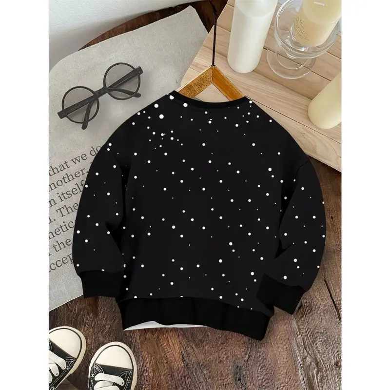 Merry Christmas, Santa Claus, Dinosaur Print Casual Loose Fit Crew Neck Soft Knit Pullover Sweatshirt, Suitable For Baby Boy In Autumn/Winter 3