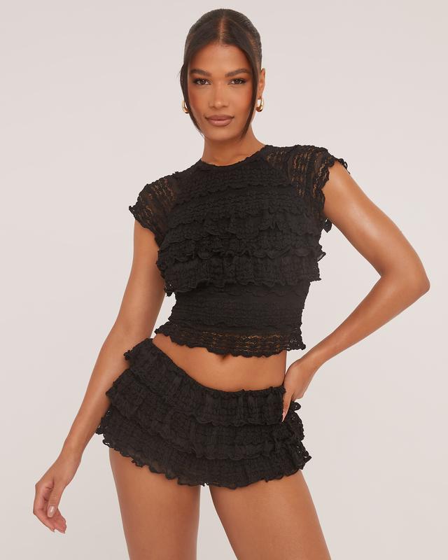 Short Sleeve All Over Frill Detail T-Shirt 2