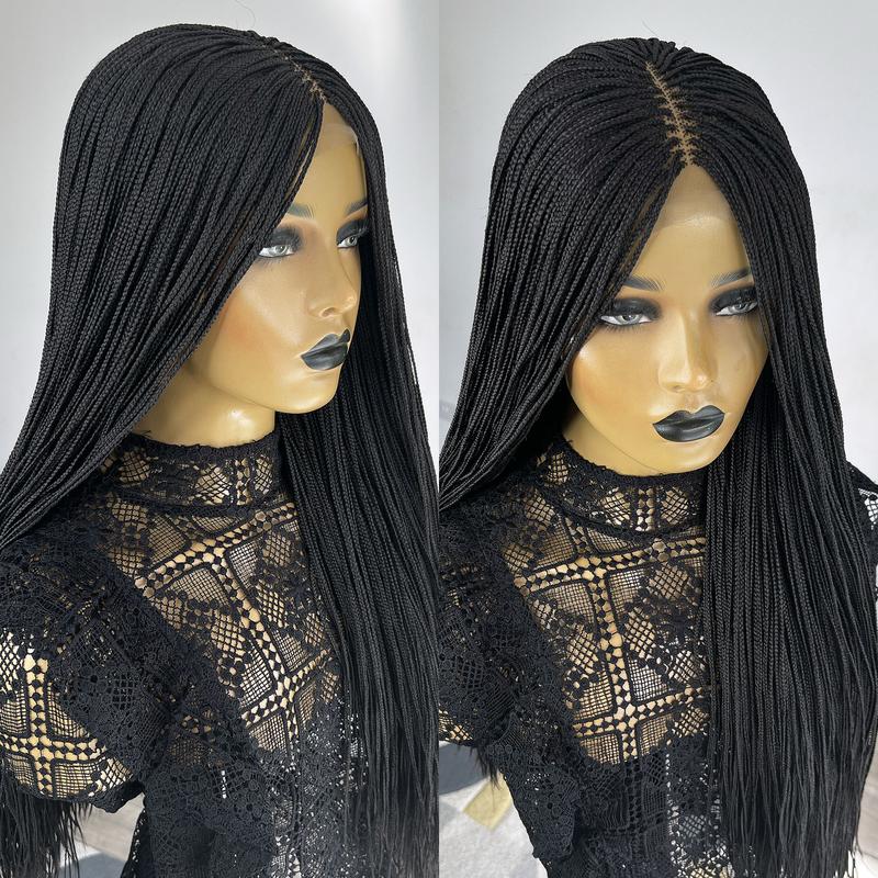 Micro Box Braided Wig - Micro Braids Wig - Braided Wigs for Women - #1b 6