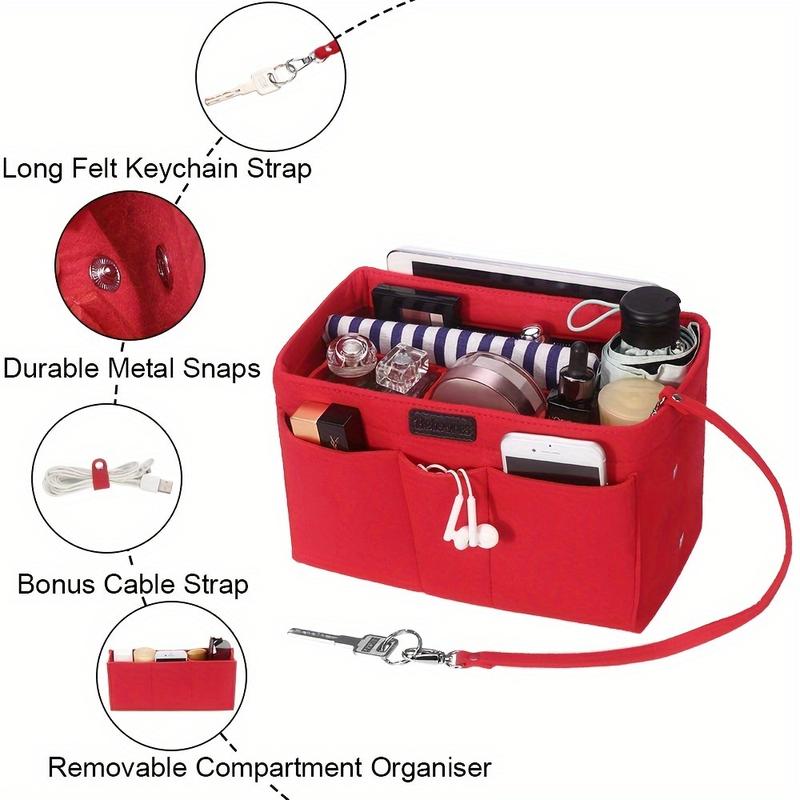 Product Introduction of Premium Foldable Felt Bag Organizer - Multi Pocket Insert for Effortless Storage - Portable Cosmetic Makeup Bag, Ideal for Handbags, Totes, and Purses - Durable, Stylish, and Space-Saving Solution 4