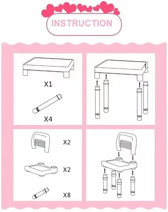 ABC Alphabet Plastic Children's Table and Chair Set for Toddlers and Kids (Blue, Pink) Special Gift for Toddlers 7