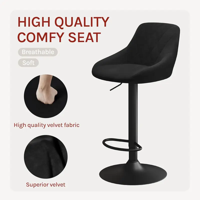 WOLTU Bar Stool Bar Chair Breakfast Dining Stool Chair for Kitchen Island Counter Velvet Exterior, Adjustable Swivel Gas Lift, Steel Footrest & Base, BH219sz-1 4