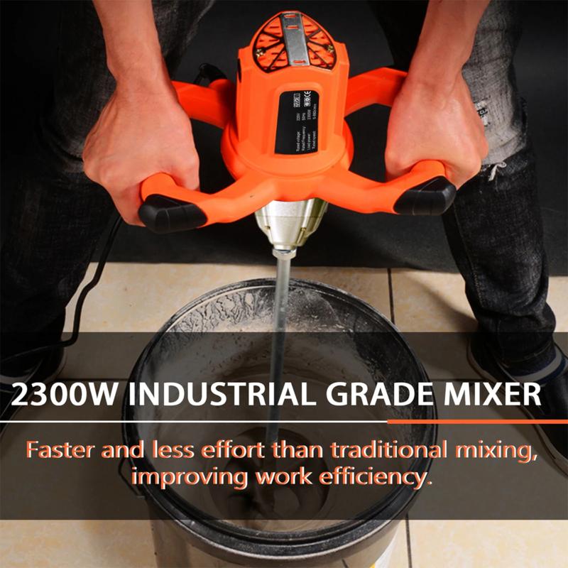 2100W Electric Cement Mixer 6 Speeds Plaster Paddle Mixer Mortar Paint Stirrer 6
