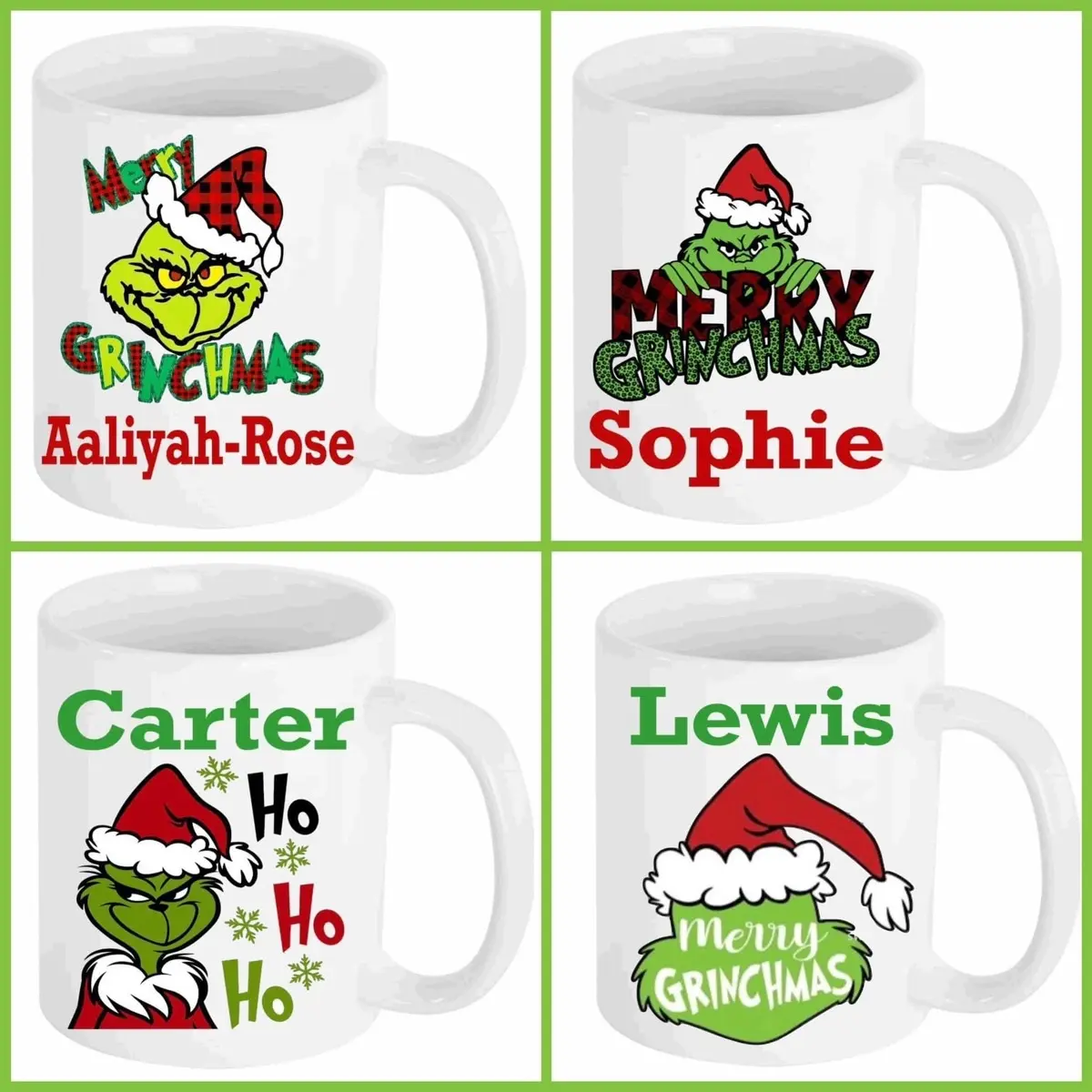 Personalised Grinch mug Coaster Christmas Xmas