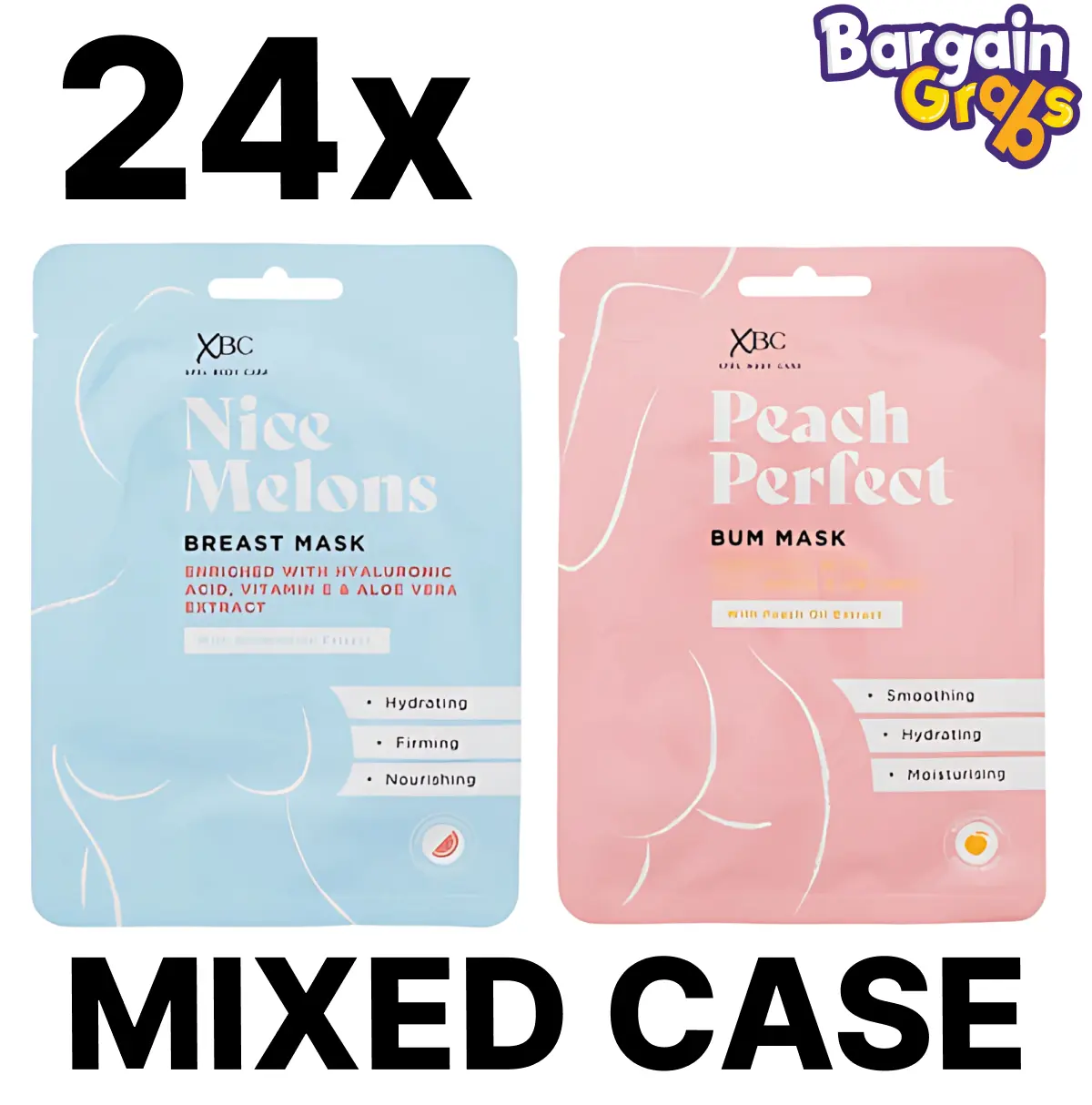 24 x Peach Perfect Bum Mask & Nice Melons Breast Mask (Mixed Case) – Hydrating & Firming Skincare Treatment (BBE: 05/01/2026) Nourishing Smooth Comfort Cosmetic