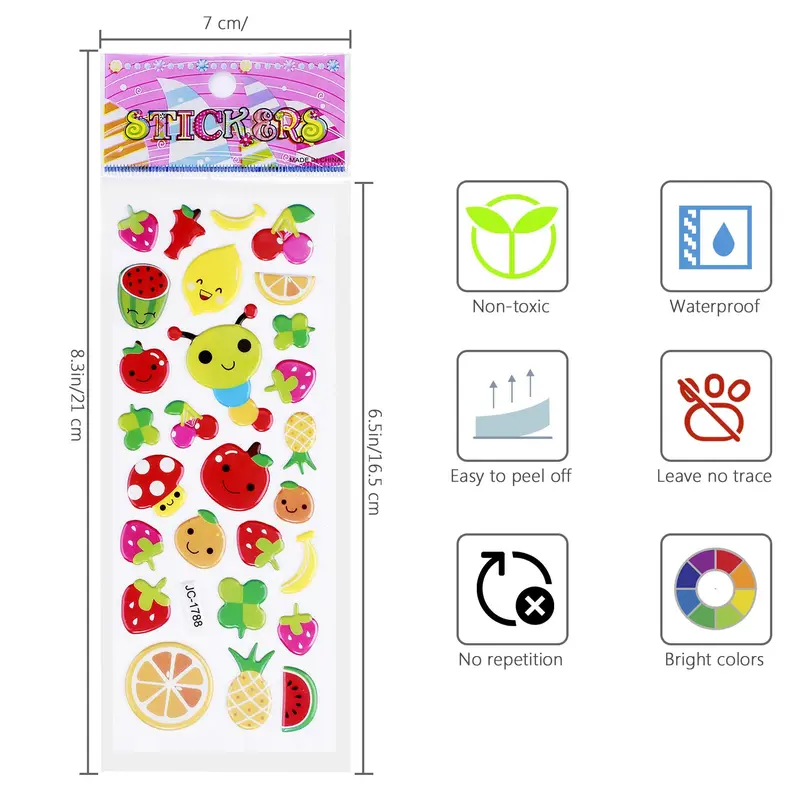 Meafeng 3D Stickers for Kids Toddlers Vivid Puffy Kids Stickers 24 Different Sheets Over 550, Coloured 3D Stickers for Boys Girls Teachers as Reward, Gift, Craft Scrapbooking 6