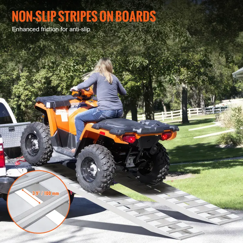 VEVOR 94" x 15" Aluminum Ramps, 6000 LBS Capacity Loading Ramps for Motorcycle/Dirt Bike/Trailer/ATV/UTV/Garden Tractor/Lawn Mower, 2PCS 3