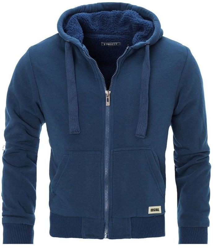 Clovu [MJK-102] Mens Padded Borg Fleece Sherpa Lined Full Zip Up Hoodie Sweatshirt Jacket 1