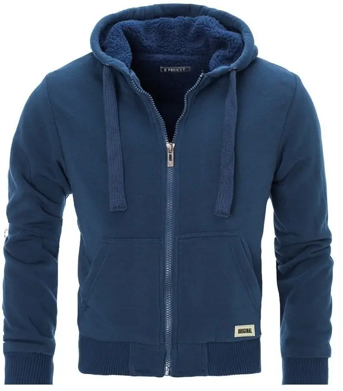 Clovu [MJK-102] Mens Padded Borg Fleece Sherpa Lined Full Zip Up Hoodie Sweatshirt Jacket 1