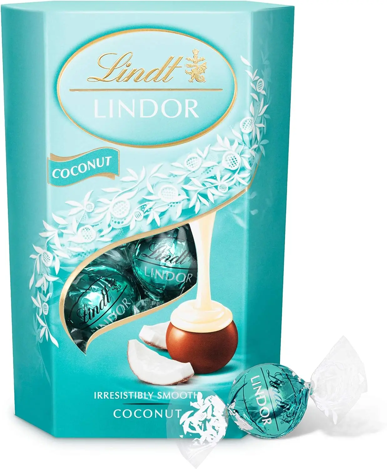 Lindt Lindor Coconut Milk Chocolate Truffles Box - Approx 16 balls, 200g Snack Cocoa Dessert