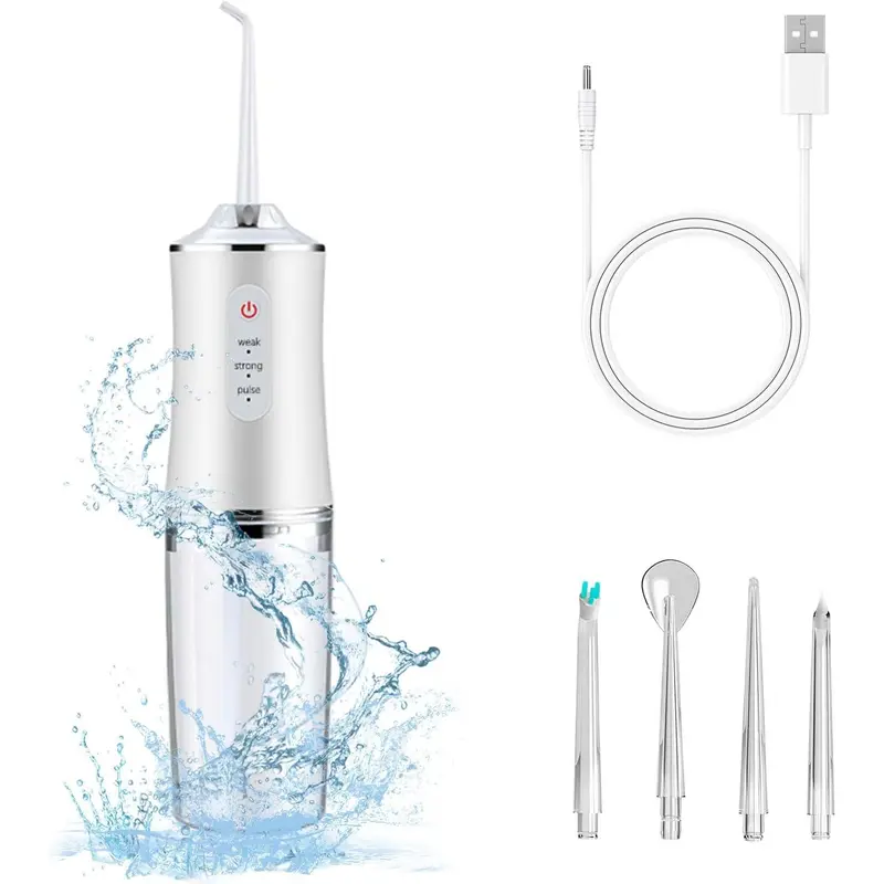 Electric Water Flosser Cordless for Teeth 3 Modes 4 Jet Tips Cleaning and Flossing Water Dental Portable Floss Irrigator Oral Water Flossed Rechargeable Tonsil Stone Travel Adults 0