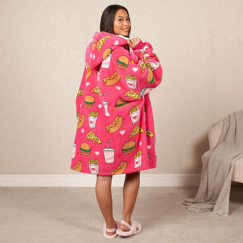 OHS Fast Food Hoodie Blanket Wearable Throw Hooded Fleece Blanket 2