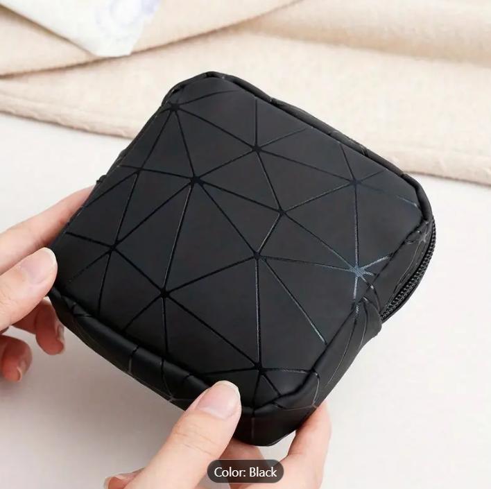 PearlBytes For Large Capacity Sanitary Napkin Storage Bag, Portable Wash Bag - Black 1