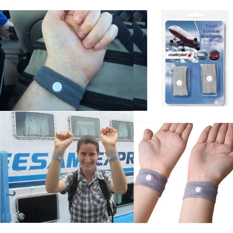 2X anti NAUSEA MORNING SICKNESS MOTION TRAVEL SICKNESS WRIST BANDS CAR SEA PLANE 1