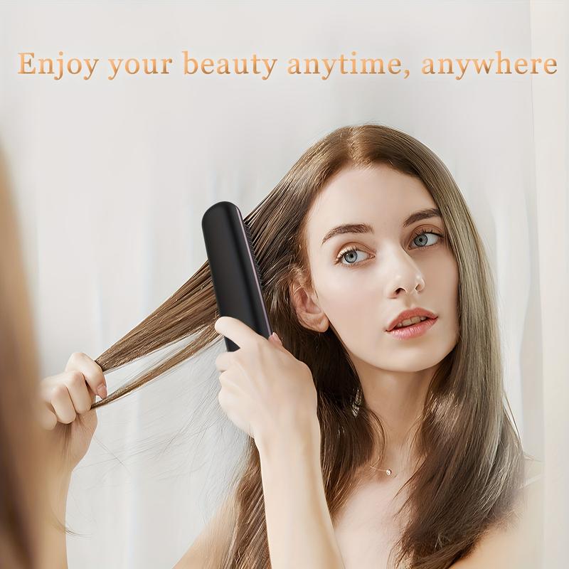Cordless Hair Straightener Brush, Portable Negative Ion Hot Comb Long Battery Life with USB Rechargeable Feature Fast Heating 3 Temp Settings Anti-Scald, 20Mins Auto-Off, for Travel Comfort 1