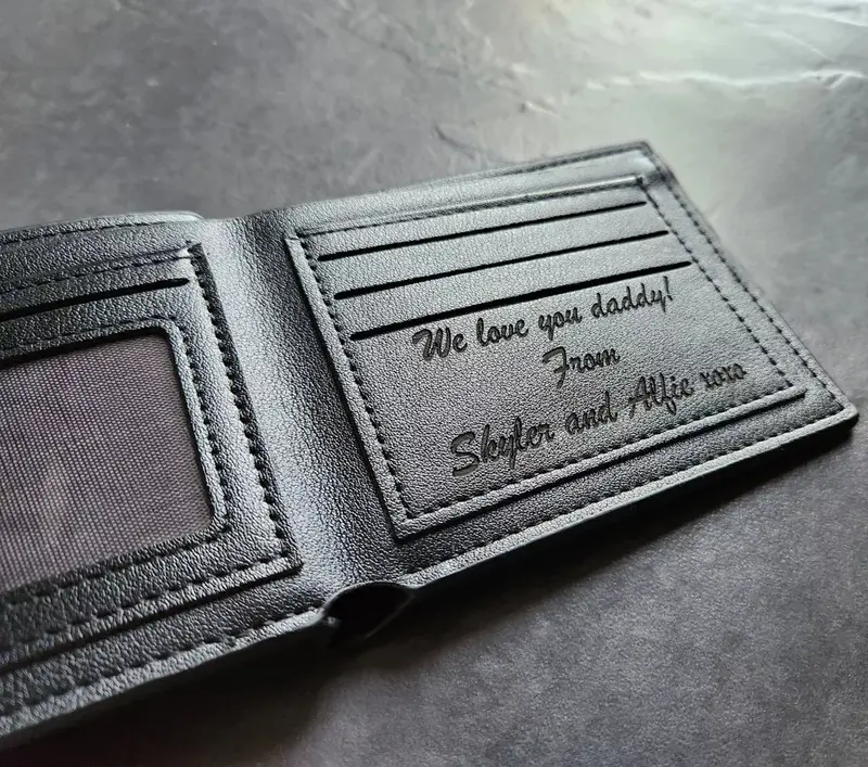 Personalised Engraved PU Leather Wallet for Dad and Son - Perfect Anniversary or Birthday Gift 3