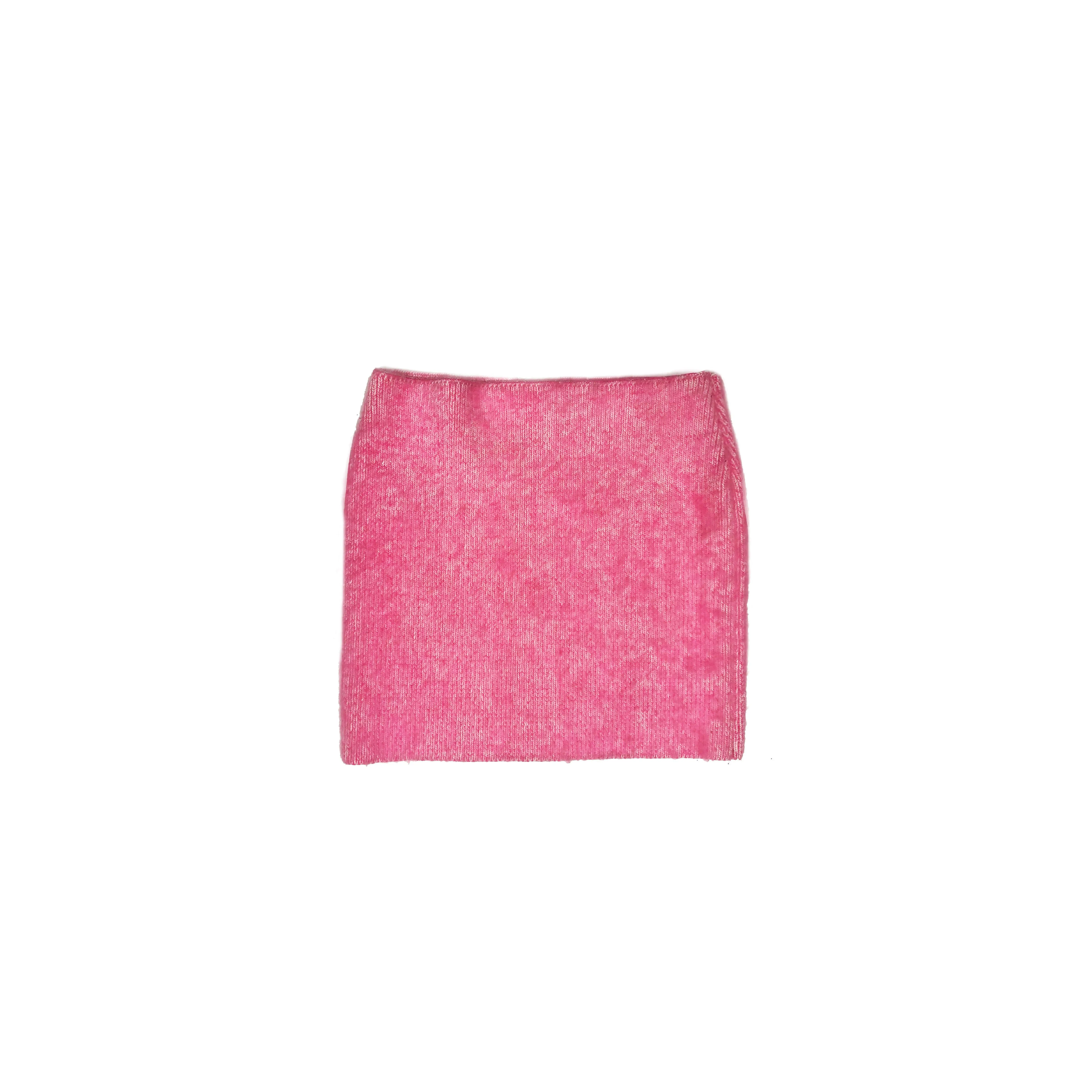 PINK BRUSHED MOHAIR SKIRT