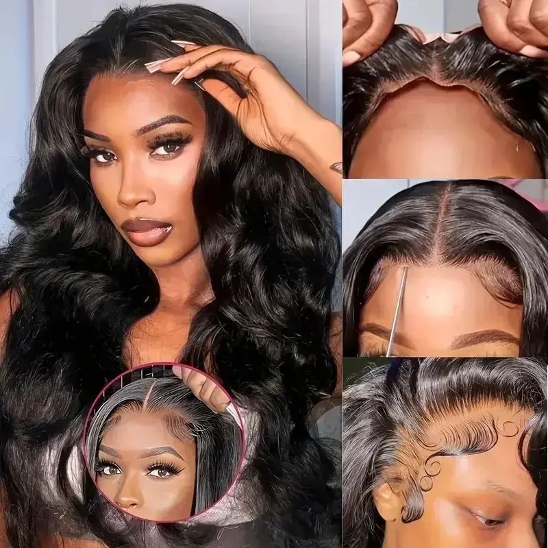 9x6 Wear and Go Glueless Wigs Human Hair Pre Plucked Pre Cut HD Lace No Glue Body Wave Lace Front Wigs Human Hair for Black Women Human Hair Glueless with Natural Hairline