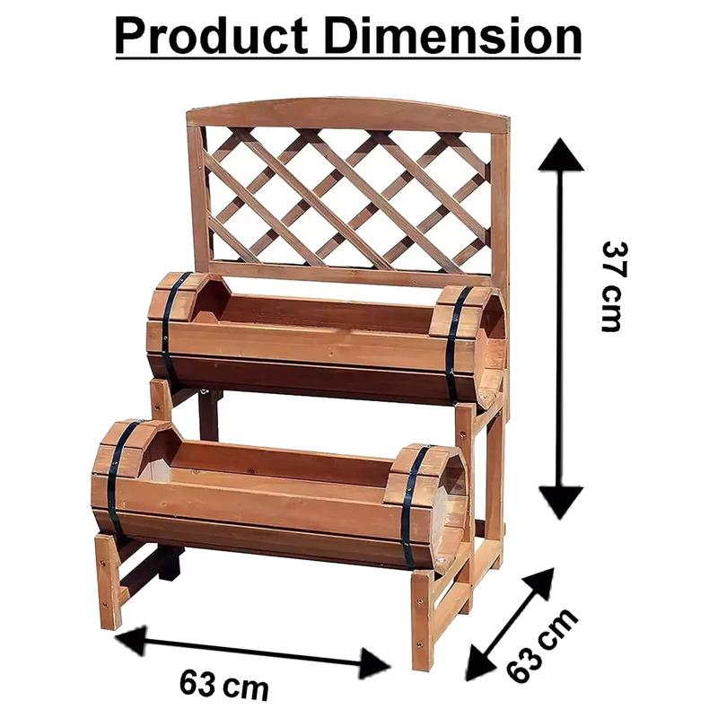 Kingfisher Double Barrel Wooden Garden Planter - Pressure Treated - Patio Flowers Plants - H78cm x W48cm x D40cm 4
