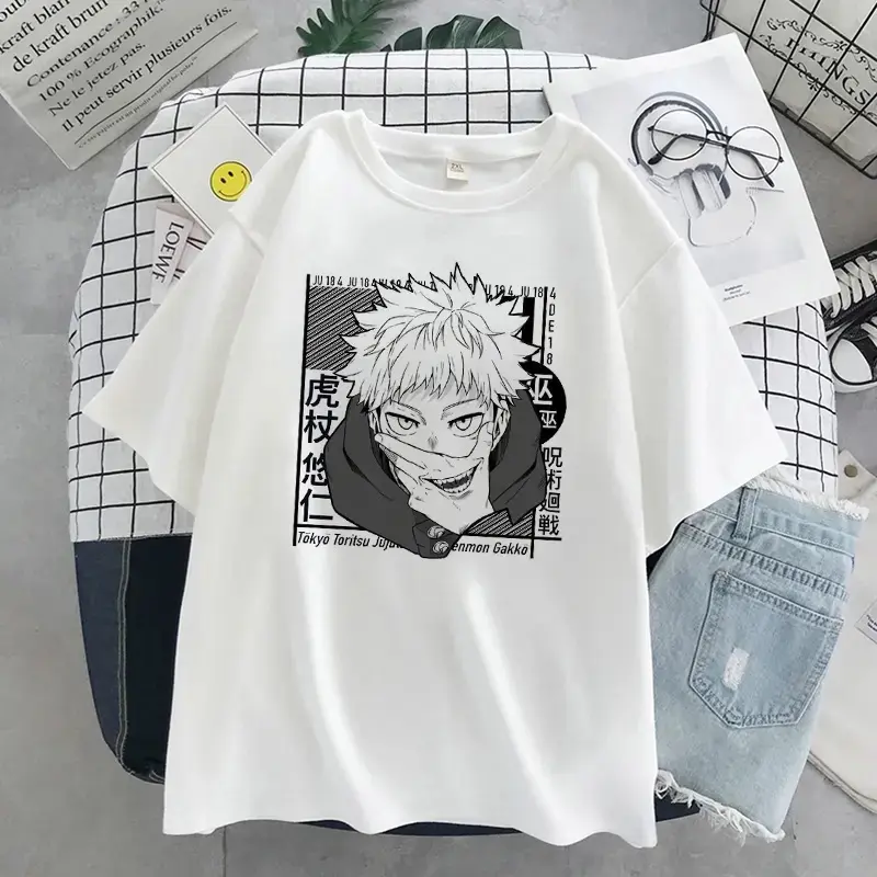 2022 T-shirt Japanese Anime Women's T-shirt Jiu-Jitsu Kaisen T-shirt Unisex Top Graphic Y2k Cool Unisex T-shirt Male Goth Tops 3