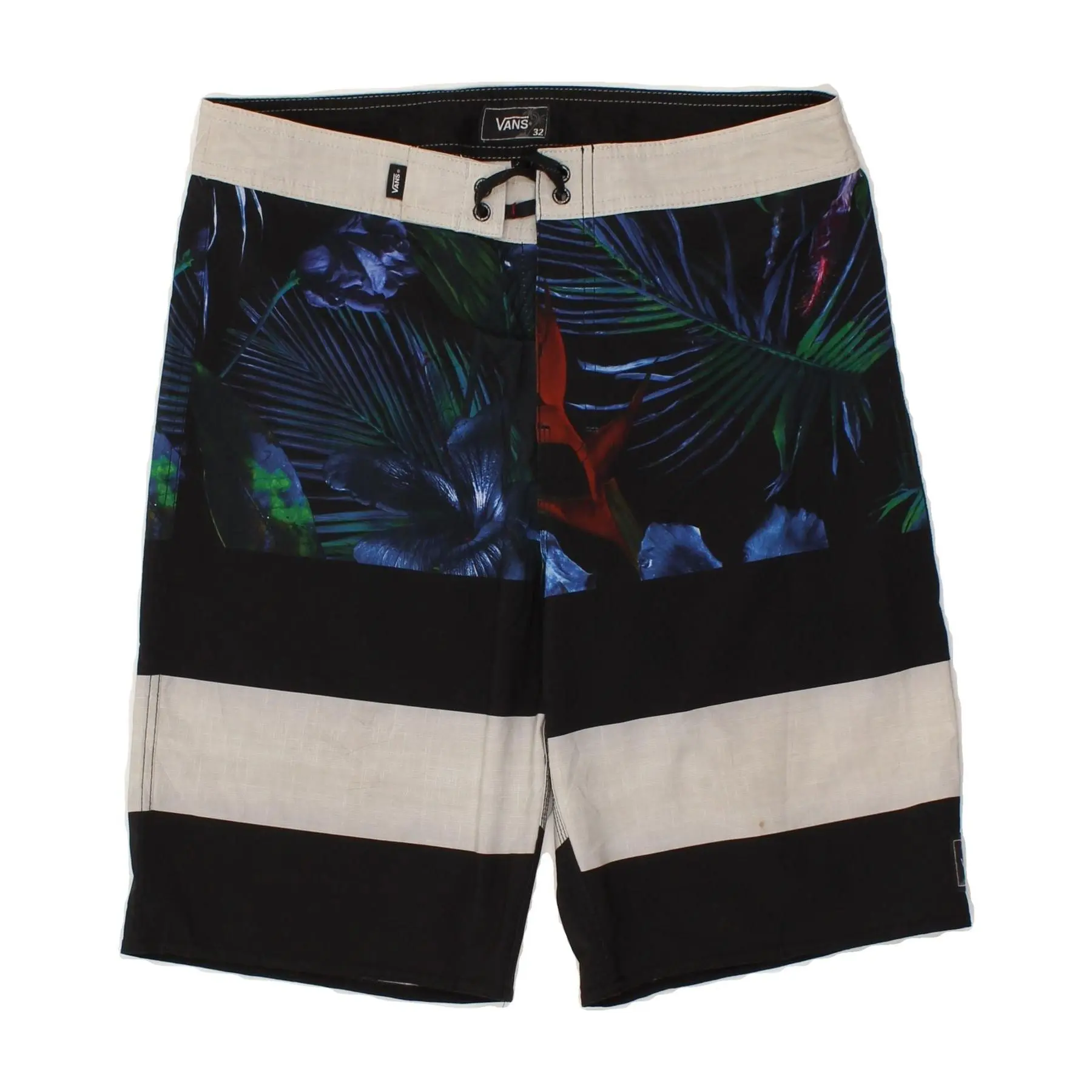 Pre-Owned Vintage VANS Mens Swimming Shorts Medium  Black Floral Polyester