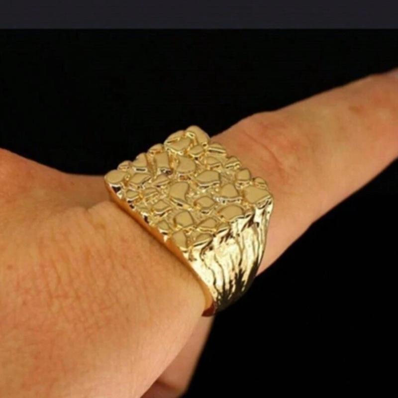 Nugget Ring A men's ring Nugget ring fashion square gold plated with bold, sophisticated design creates stylish style for men 2