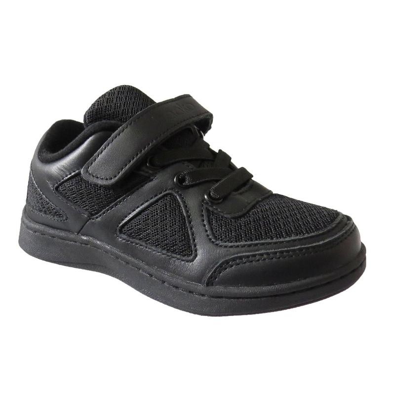 Boy School Shoe Kids Children's Touch Strap Comfortable Leather Black Sports Gym PE Sneakers Trainers 0