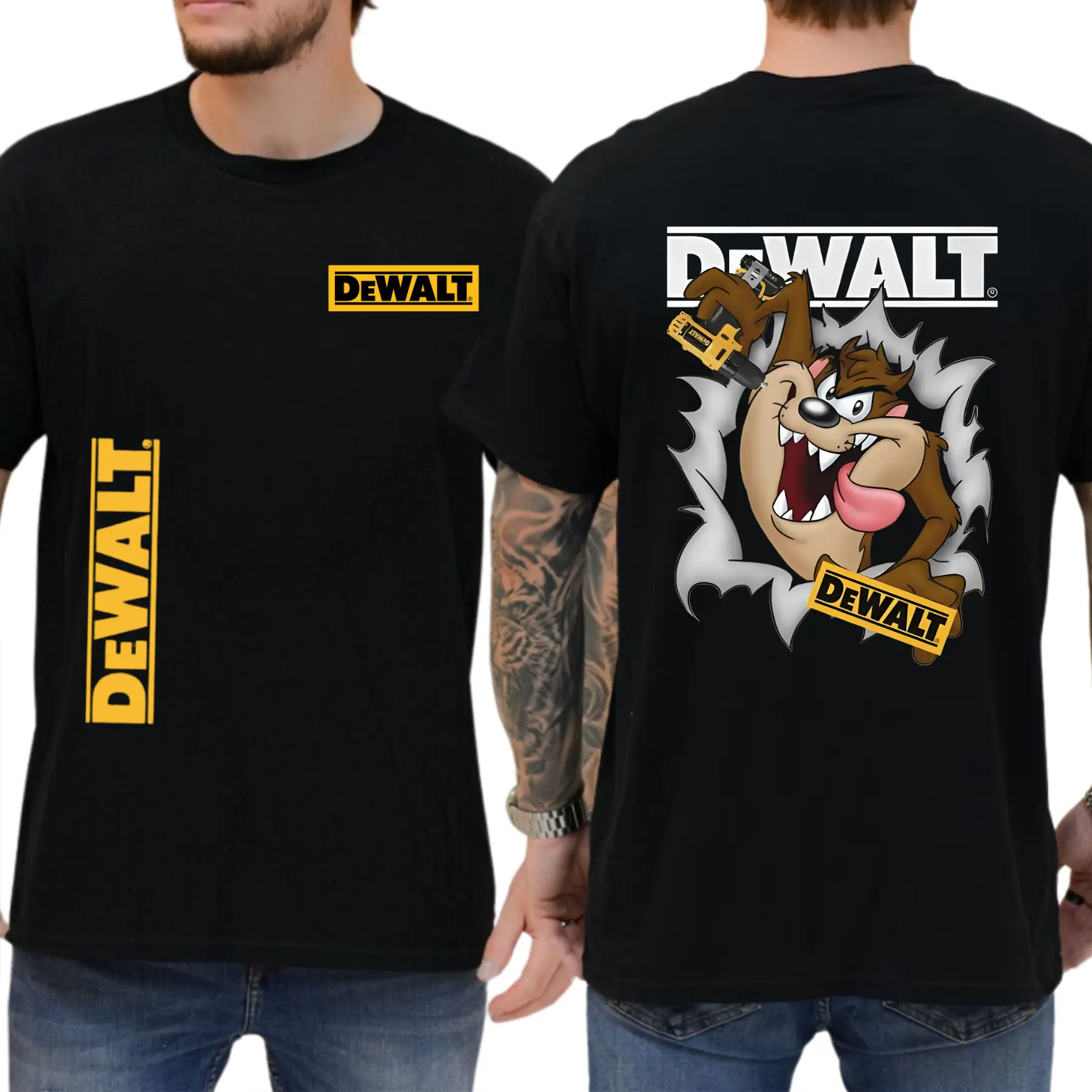 DeWalt Taz-Mania T-shirt, Graphic Printed Tee For Men, Cotton Fabric, Daily Wear, Comfortable and Stylish, Gift For Him
