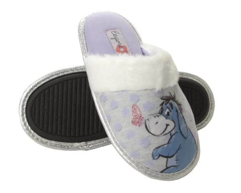 DISNEY WINNIE THE POOH EEYORE COSY SLIPPERS WOMENS LADIES SLIP ON MULES UK SIZE 3-8 2