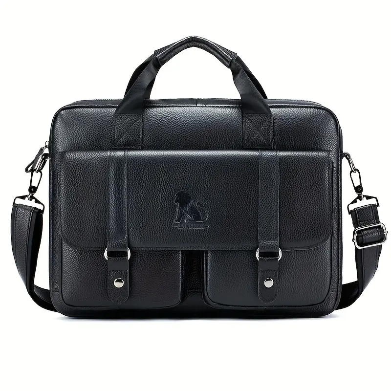 Men's Genuine Leather Briefcase - 15.6" Laptop Messenger Bag with Multiple Compartments & Adjustable Strap 8
