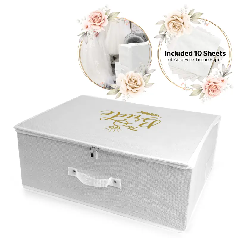 WEDCOVA UK White Personalised Wedding Dress Travel Box Breathable Bridal Dress Medium Size Storage Box Flight Cabin Size Fabric Box… 8