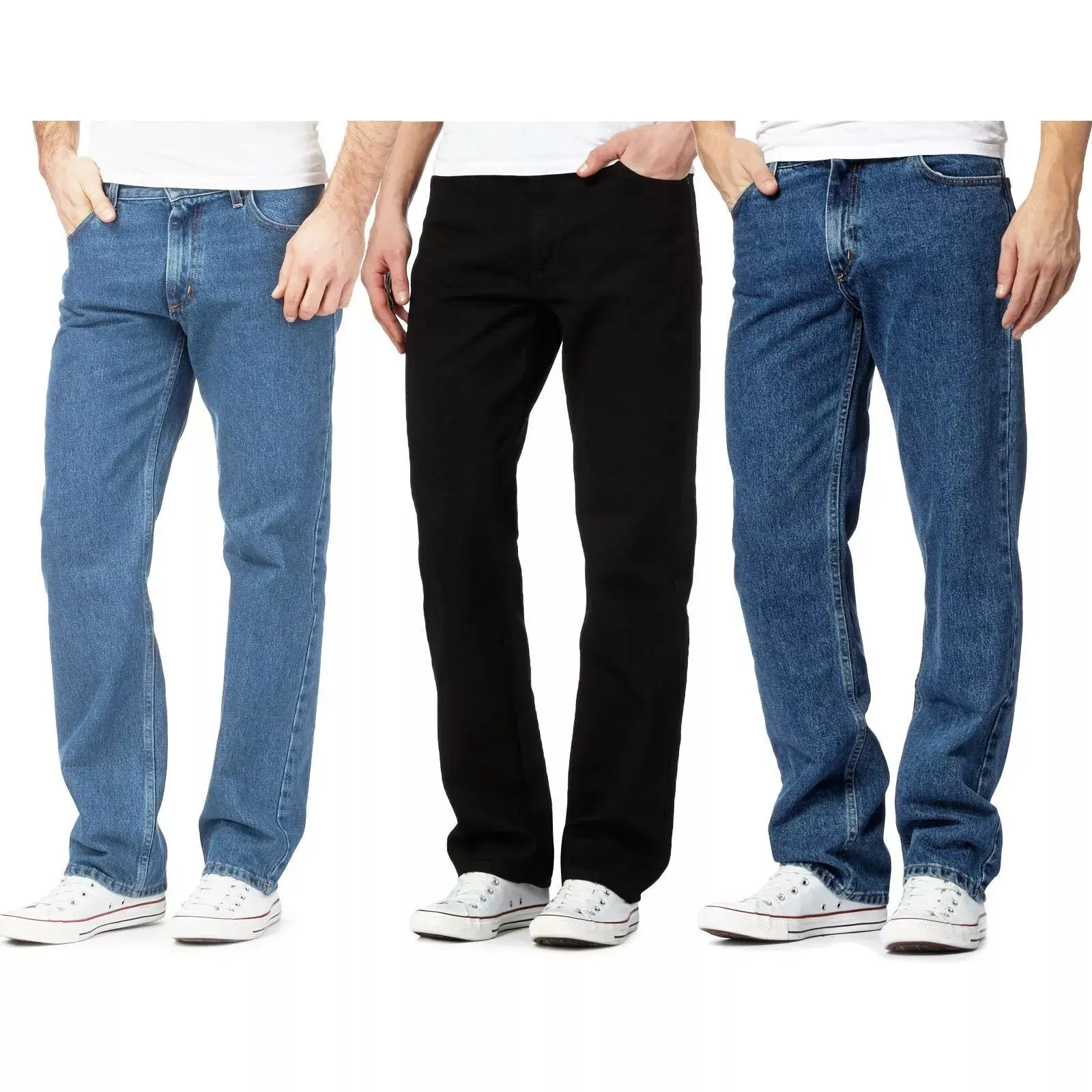 Men's Denim Jeans - Straight Leg Regular Fit Work Pants with Zip Fly and Belt Loop