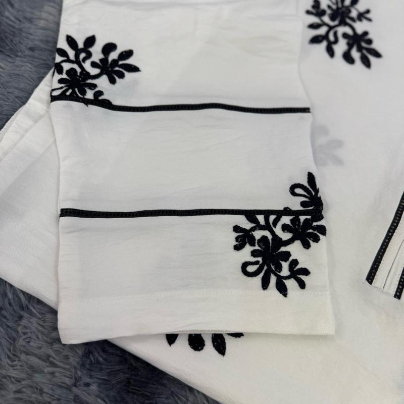 One piece White embroidered kurti Marina Fabric Large to 2XL sizes Traditional Womenswear 5