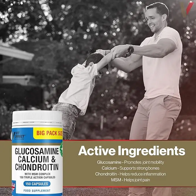 Vit Direct Glucosamine, Calcium & Chondroitin 120 Capsules for Joint Health - Healthcare, Dietary Supplement energy  supplement 1