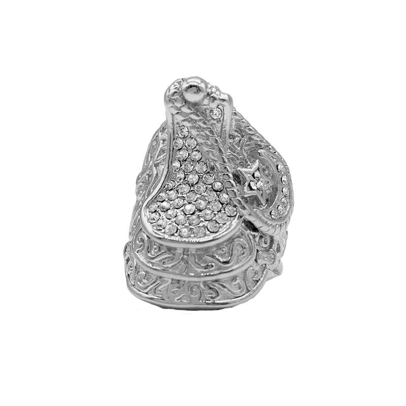 Chunky saddle ring gold/silver plated heavy stainless steel iced out 8